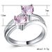 Anello da donna con zircone, doppio cuore, in rame placcato platino, copricapo_voghion.com