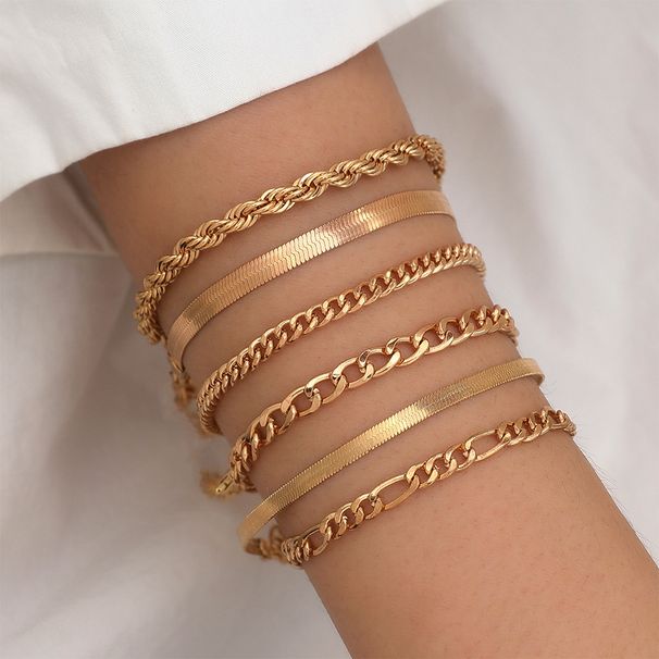 New Handicraft Simple Multi Layered Metal Blade Chain Bohemian Fashion Layered Bracelet_voghion.com