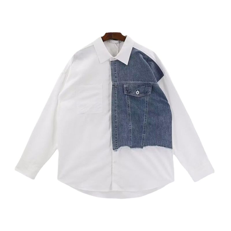 Retro Color Blocked Denim Vest Jacket Men's Loose Straight Sleeveless Outer Jacket Top_voghion.com