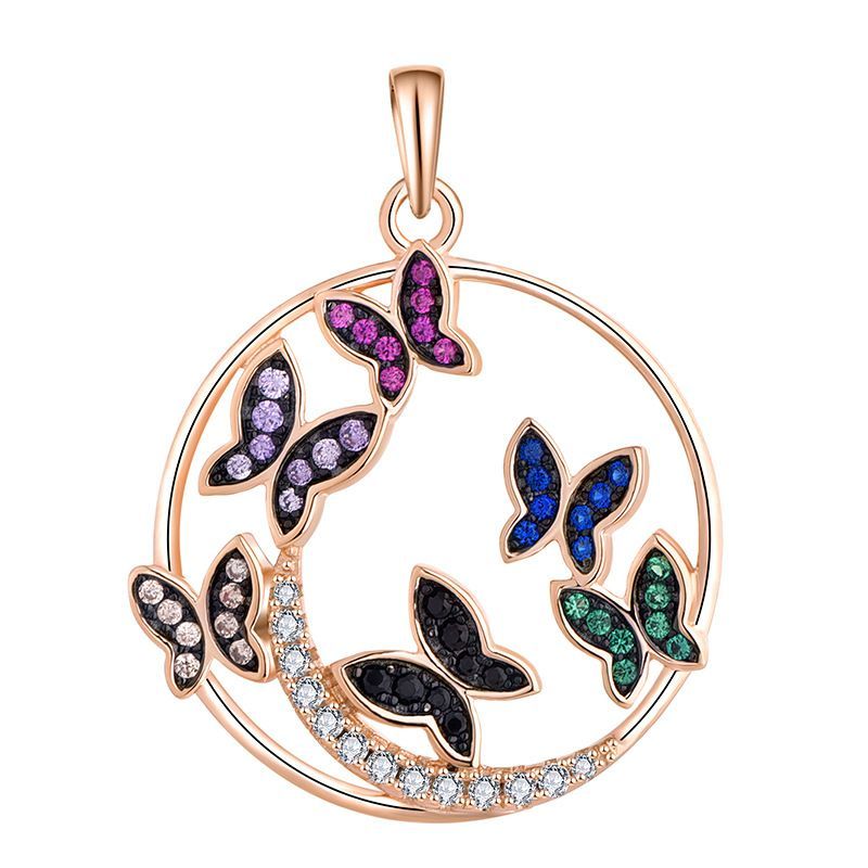 Zircon Butterfly Pendant Female Sterg Necklace Sier Jewelry_voghion.com