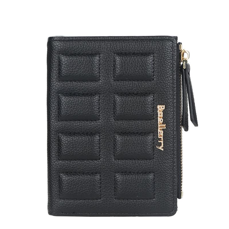 BAELLERRY ladies short wallet Korean version with multiple card slots buckle zipper coin purse fashionable vertical card holder for women_voghion.com