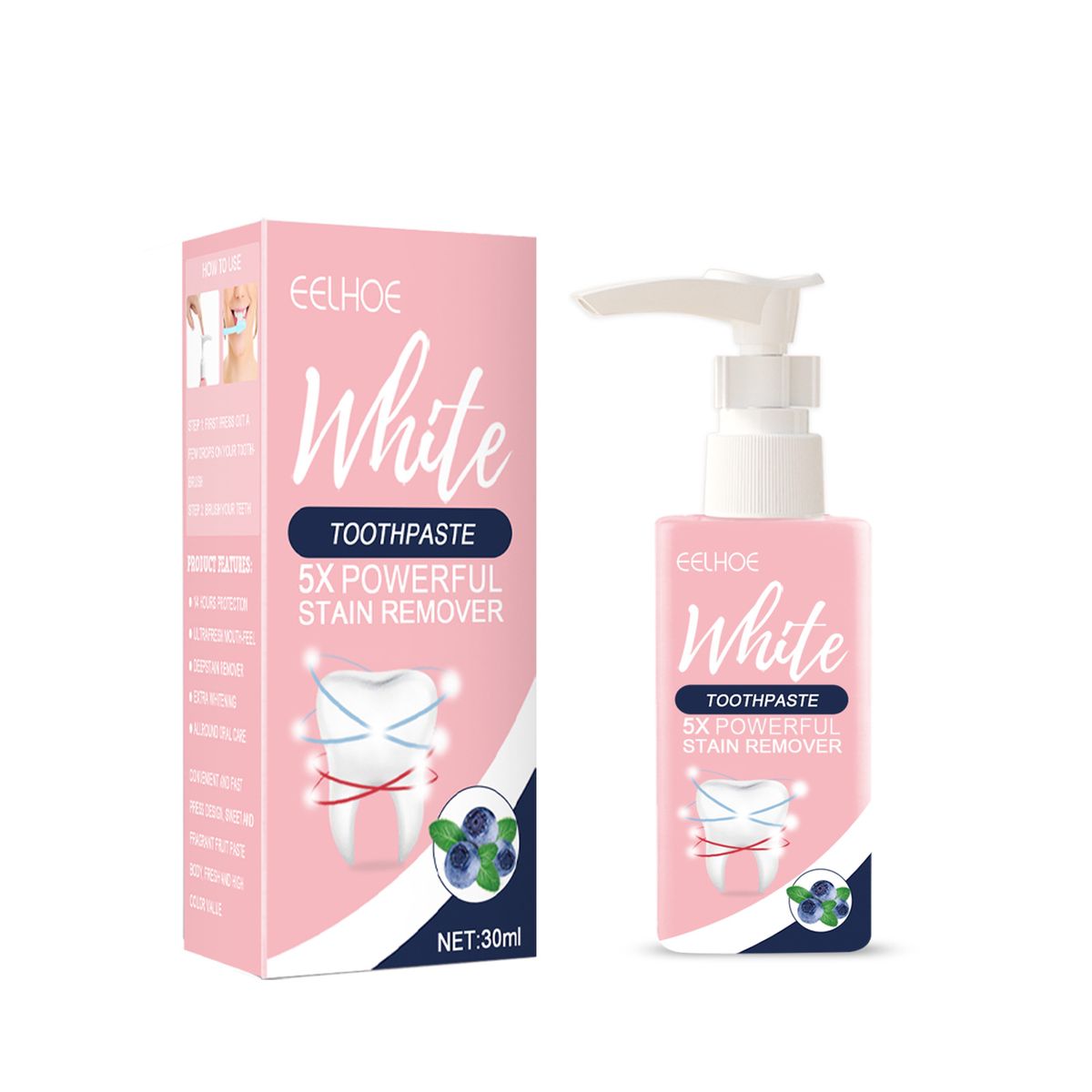 Dentifricio bellissimo tipo Blueberry Press Liquido sbiancante per l'alito fresco che pulisce macchie e catrame dei denti_voghion.com