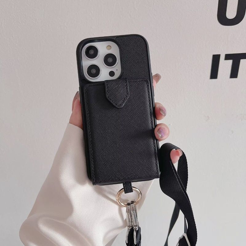 Mobiiltelefoniümbris rombikujulise diagonaalse kaardihoidjaga, sobib iPhone 14-le, Apple 13promax-ile, ristikujulise ketiga mobiiltelefoniümbris_voghion.com