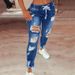 Women's High-waist Ripped Elastic Waist Drawstring Jeans For Women 802_voghion.com