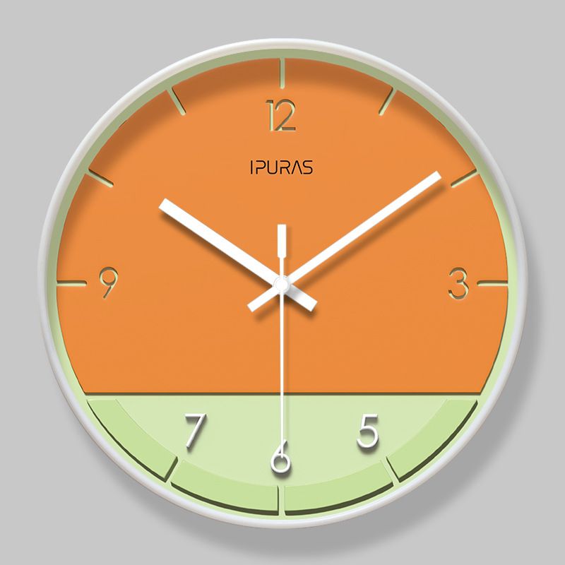 Yipula 7052 Simple Modern Wall Round Plastic Battery Scanning Silent Bedroom Nordic Clock_voghion.com