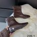 Botas cortas de tacón bajo y punta estrecha para mujer, nuevas botas de otoño_voghion.com