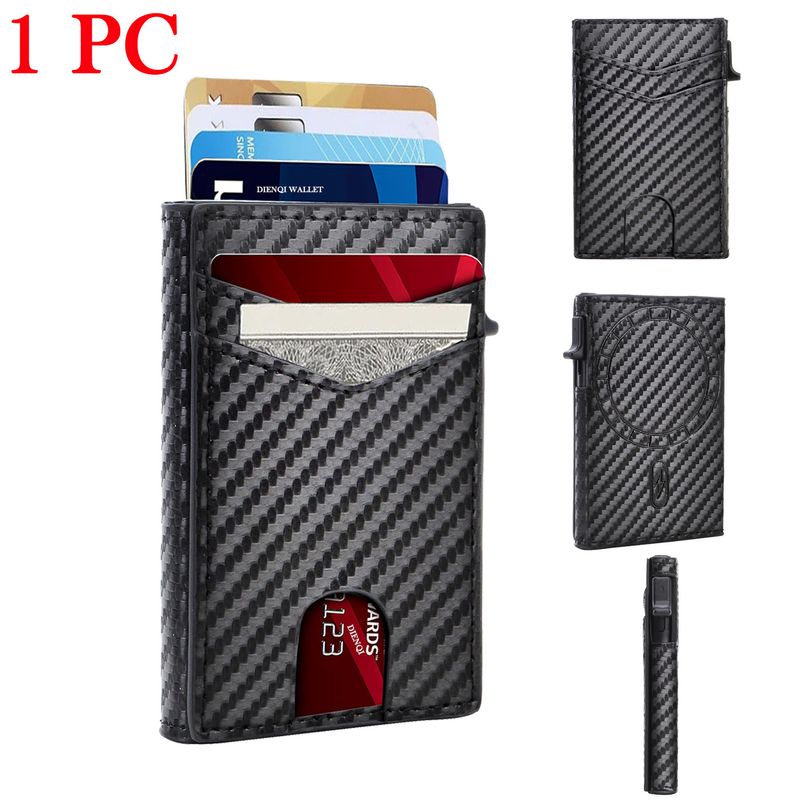 Etui na karty magnetyczne RFID Etui na karty Portfel męski Przenośny, silny magnetyczny uchwyt na karty Etui na karty z włókna węglowego_voghion.com