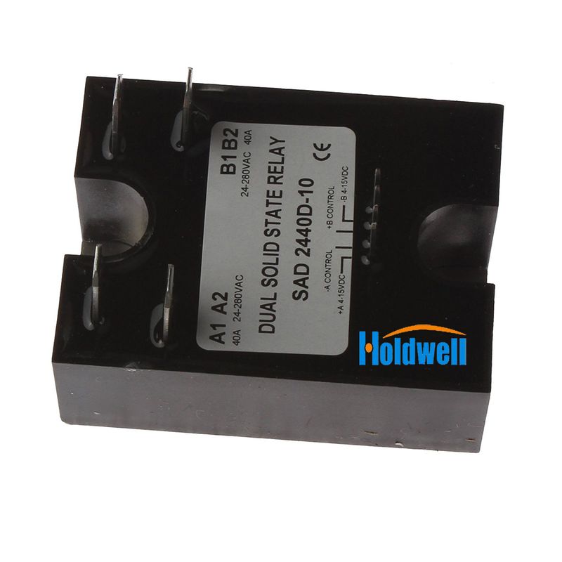 Holdwell Dual Solid State Relay SSR 4-15VDC Input 280VAC 40A D2440D-10 Random Turn On_voghion.com