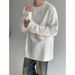 American Round Neck Sweatshirt For Men In Spring And Autumn, With A Niche Design Sense, Clean Fit, White Long Sleeved_voghion.com