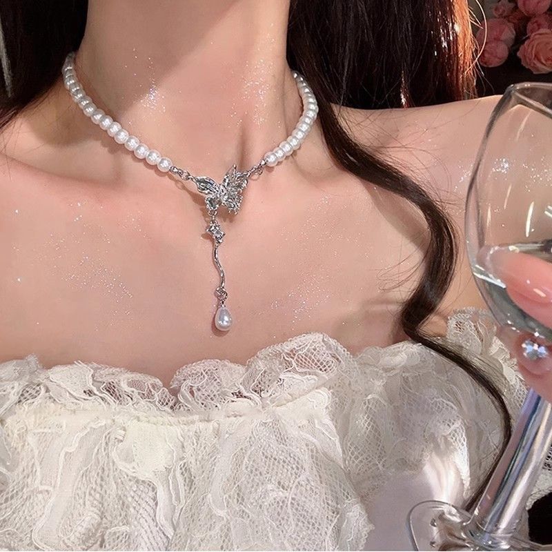 Cold Refreshing Butterfly Tassel Pearl With A New Fairy Like Collarbone Chain, Sweet And Cool, Versatile Temperament,_voghion.com