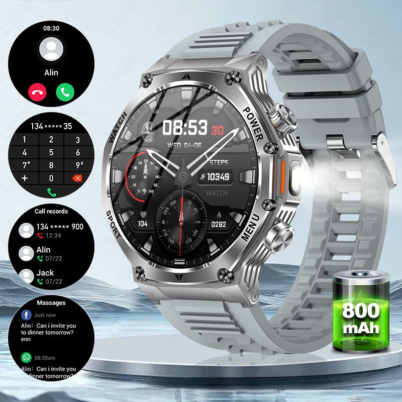 LIGE AK82 Smart Watch For Men With Bluetooth Calling, Heart Rate Monitor, NFC, Waterproof Fitness Tracker & 800mAh Battery_voghion.com