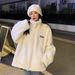Warm Vertical Collar Lamb Wool Let Cotton-padded Jacket, Thick Korean Style Sweatshirt For Women, 2023 Autumn And_voghion.com