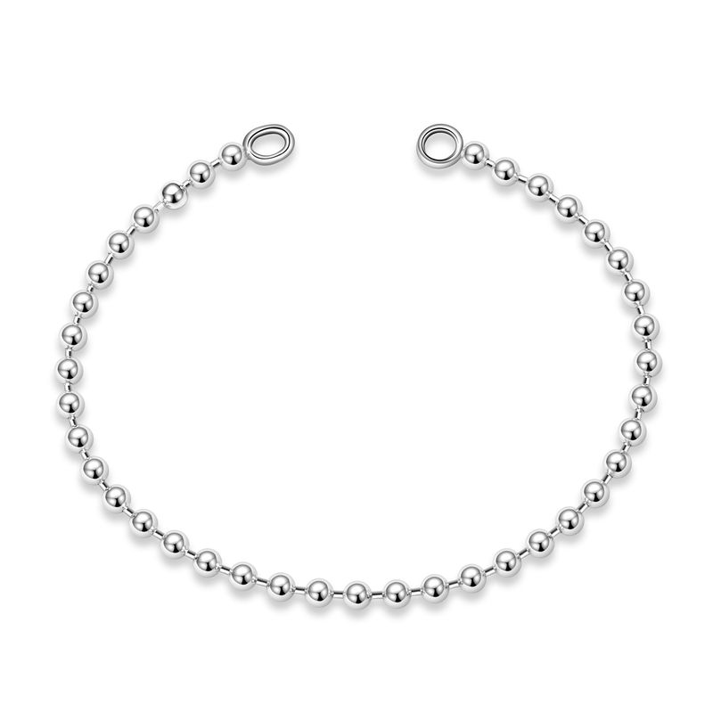 Damen Perlen Silber Basic Perlenkette ohne Schnalle schlichtes Silber einfaches Einzelkettenarmband DIY Zubehör Kette einteilig Drop Shipping_voghion.com