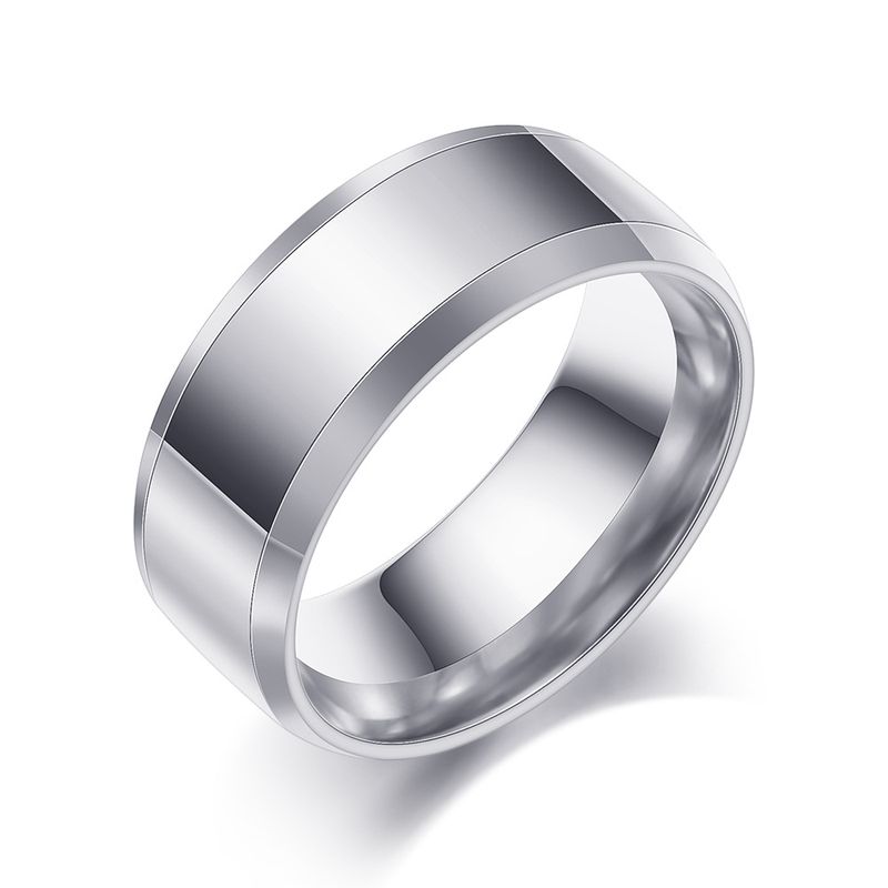 Anello da uomo versatile, in acciaio al titanio, liscio, semplice, da 8 mm, con doppia bisellatura, tricolore, da donna_voghion.com