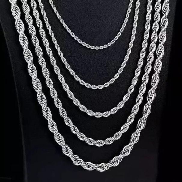 Geflochtene Halskette für Männer und Frauen, 999 reines Silber, Schlüsselbeinanhänger, Pullover, Wasserwellenkette, Qixi-Festival-Geschenk_voghion.com