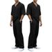 Summer Sports Suit Solid Color Lapel Collar Short-sleeved Trousers Men's Casual Two-piece Set_voghion.com