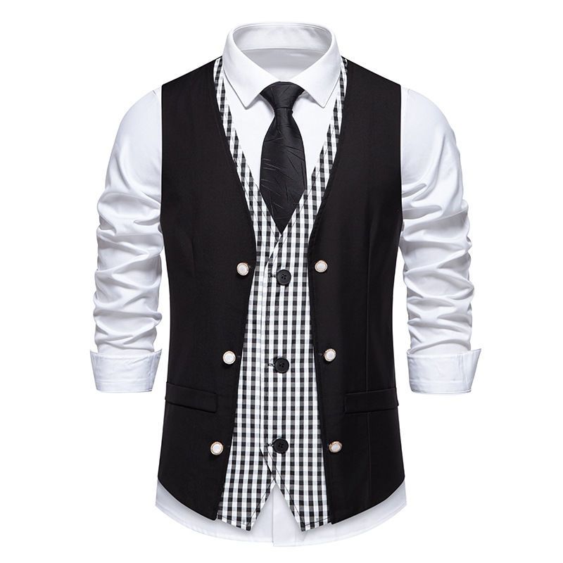 New Men's Slim-fitting Suit Multi-breasted Gentleman's Casual Vest Vest_voghion.com