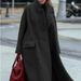 Elegant Long Wool Coat For Women - Oversized Lapel Trench Coat In Solid Green/Black/Camel - Plus Size Winter Coat For Office & Casual Wear_voghion.com