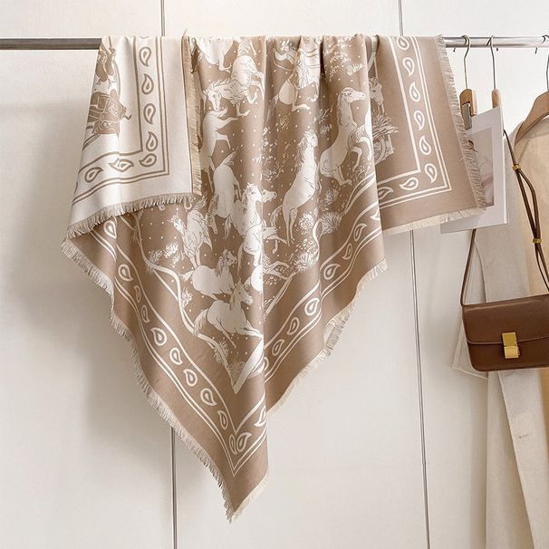 Korean version of the new dreamy white horse autumn and winter double-sided cashmere shawl cloak with_voghion.com