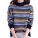 Herbst Winter Gestreifter Strickpullover Halbrollkragen Retro Jacquard Pullover Lässig Schicke Oberteile Modetrends_voghion.com