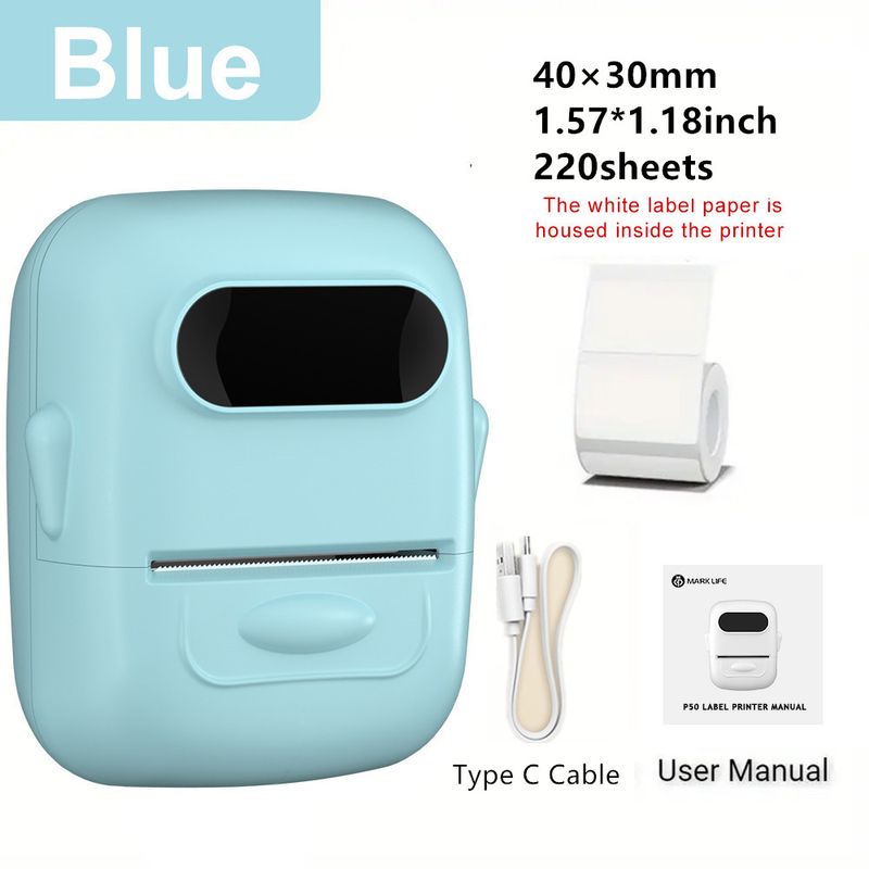 Mini impresora térmica portátil P50, Similar a E210, sin tinta, inalámbrica, de bolsillo, autoadhesiva, DIY_voghion.com