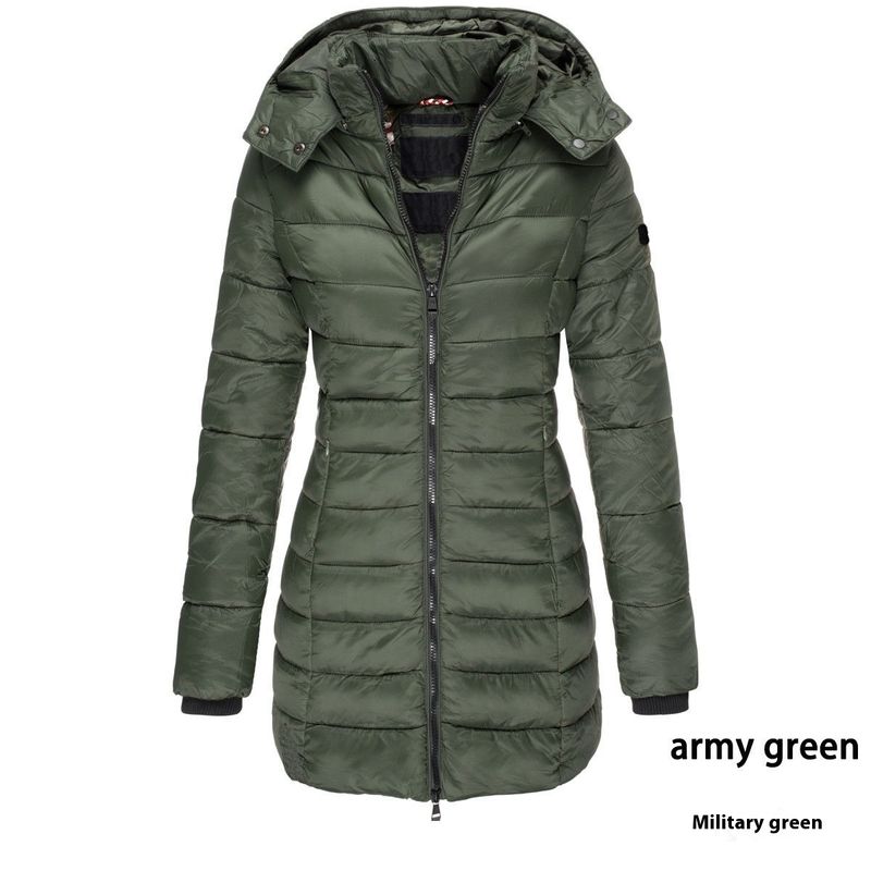 Winter Korean Edition New Women's Mid length Slim Fit Warm Down Cotton Coat_voghion.com