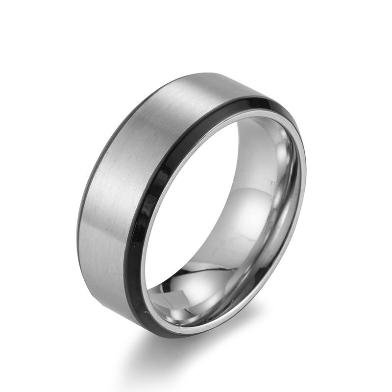 8mm zweifarbiger Herrenring Mattblau gebürsteter Edelstahl Modering_voghion.com