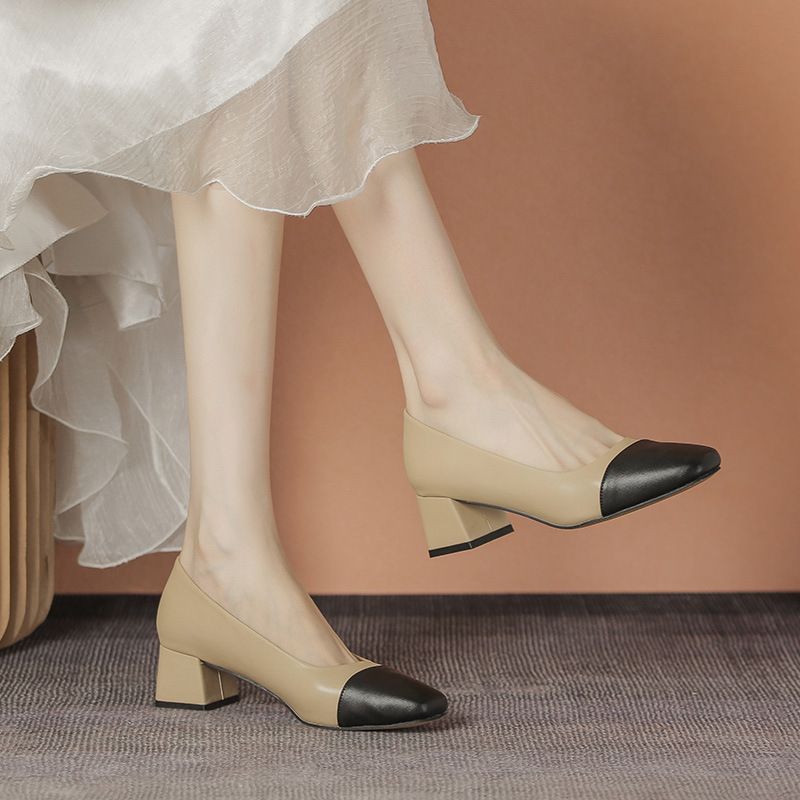 Damenschuhe Retro Mary Jane Schuhe Chunky Heels Square Toe Flats French Style Casual Pumps Für Damen Größen 34-43_voghion.com