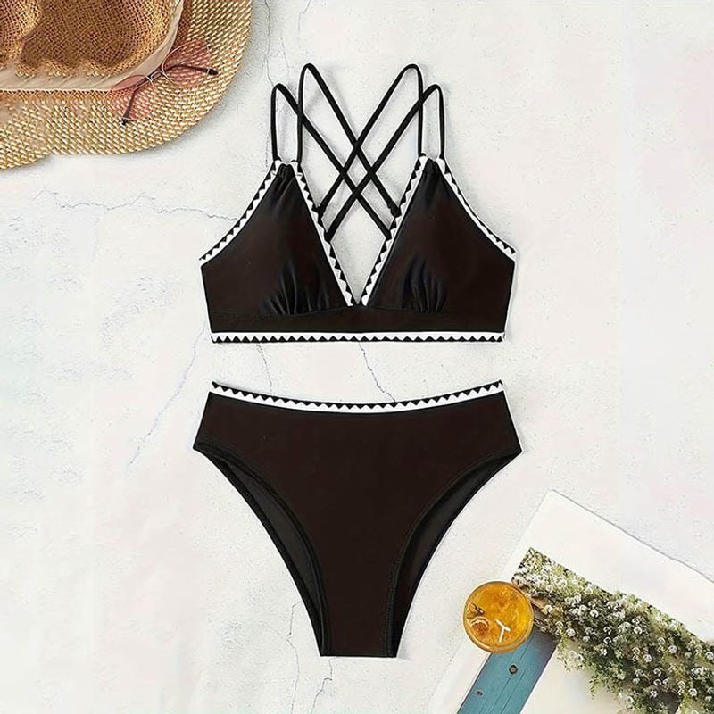 Damenbekleidung Sling Einfarbig Split Badeanzug Weiblicher Hochwertiger Bikini Strand Heiße Quelle Badeanzug_voghion.com