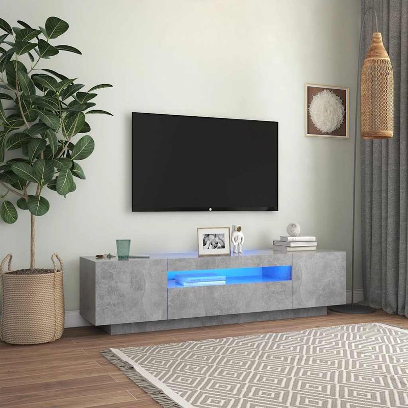 TV-Schrank mit LED-Beleuchtung Betongrau 160x35x40 cm_voghion.com