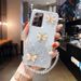 For Sansung Galaxy S22 S21 FE Ultra A13 A53 A73 A12 A21S A52 A51 A32 Note 20 Ultra Bling Glitter Butterfly Lanyard Phone Case_voghion.com
