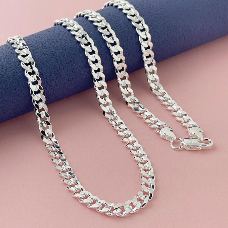 Collana concava laterale intagliata da uomo in stile punk, placcata in argento e rame vivo, 7 mm_voghion.com