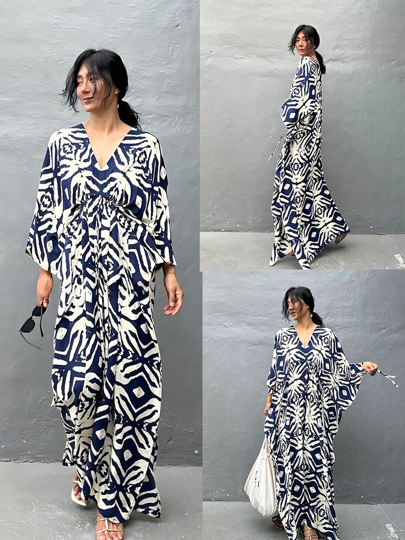 Soft Cotton Drawstring Beach Cover-Up Dress – Lightweight Long Kimono With UPF Protection, Breezy Swimwear Wrap For Women (6 Colors)​_voghion.com