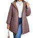Giacca lunga con cappuccio e fodera in pile per donna – Cappotto invernale comodo con chiusura a zip (L/XL/XXL/XXXL)_voghion.com