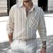 Gestreiftes Herrenhemd aus Polyester – Slim Fit, langärmlig, mit Knopfleiste, knitterfrei und mit Sonnenschutz_voghion.com