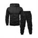 Men's Fleece-Lined Hooded Sweatshirt & Jogger Pants Set - Lightweight, All-Polyester, Streetwear Essentials For Spring & Autumn_voghion.com