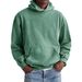 Men’s Vintage Washed Cotton Hoodie – Distressed Pullover With Patch Pockets In Army Green/Black/Brick Red_voghion.com