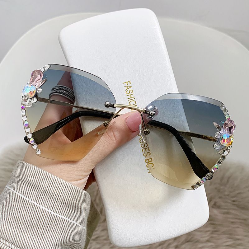 Unisex Fashion Runde Diamantbesetzte Sonnenbrille Sonnenschutz Sonnenbrille Outdoor Strass Brille_voghion.com