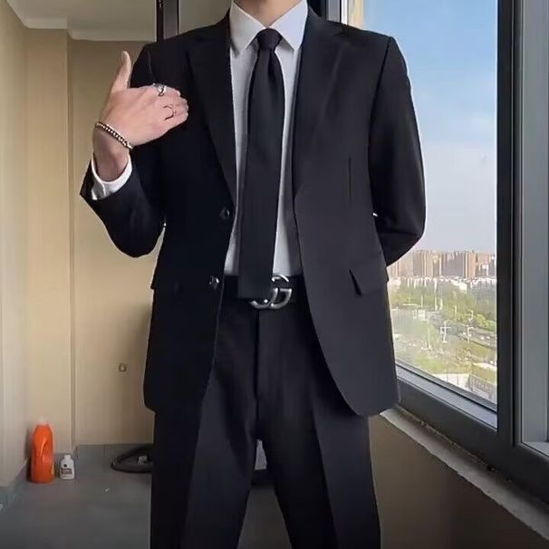 Väike ülikond meestele, ametlik ülikond õlapatjadega, lahtine vabaaja jakk_voghion.com