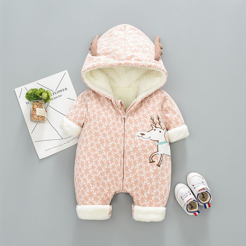Celebridade da Internet inverno clo, recém-nascido pelúcia grosso quente macacão para uso ao ar livre, bebê masculino 3-12 meses segurando_voghion.com