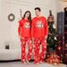 Conjunto para padres e hijos recién nacidos, conjunto para toda la familia, conjunto para parejas, pijama rojo navideño con estampado de pingüino y cabeza de ciervo estilo francés para comercio exterior_voghion.com