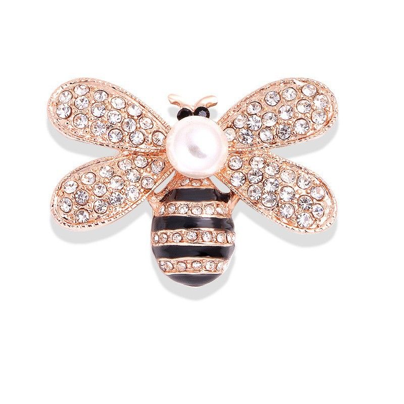 Broșă cu diamante cu incrustație de perle, anti-rătăcire, broșă cu diamante de apă, broșă cu diamante, îmbrăcăminte cu picurare, ulei, insecte, broșă pentru doamnă albină_voghion.com