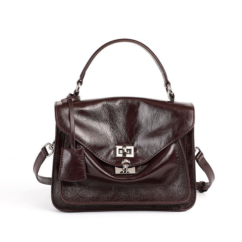 Top Layer Rindsleder Pendler Handtasche mit großem Fassungsvermögen Umschlagtasche Cambridge Tasche Schultertasche Messenger Bag Echtleder Damentasche_voghion.com