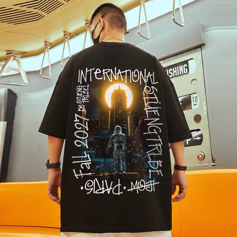 C&J Astronaut T-shirt met korte mouwen voor heren Losse maat 200-300 kg Mode T-shirt met korte mouwen Oversized zomer_voghion.com