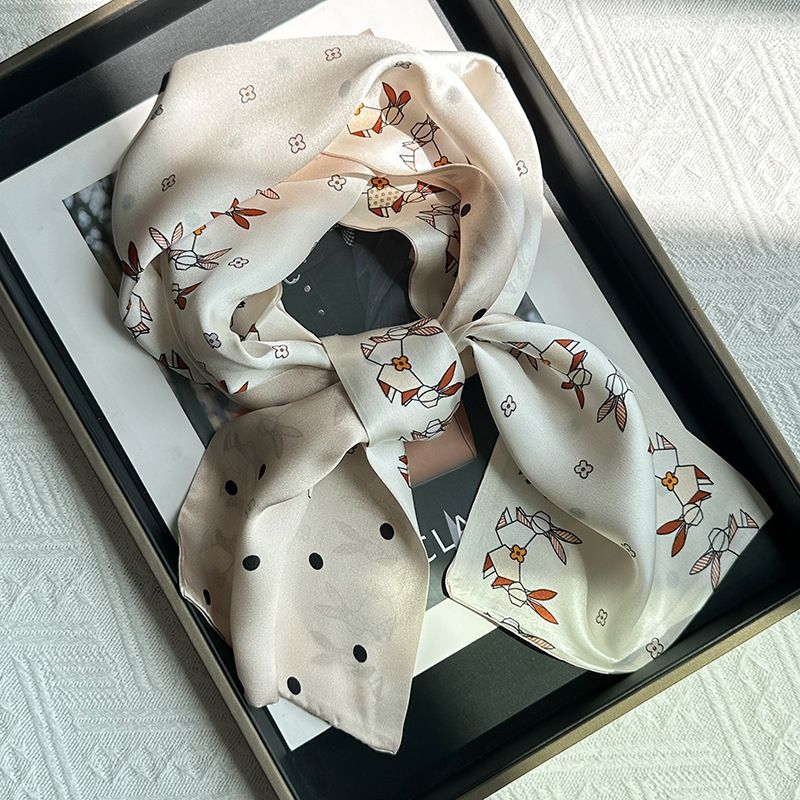 Spring New Double Layer Ribbon 100% Mulberry Fresh Silk Long Scarf Neck Warmer For Women_voghion.com
