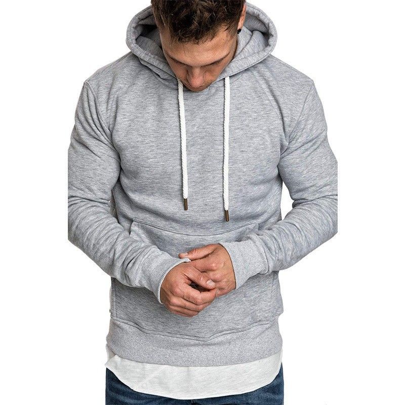 Europese heren trendy casual effen kleur hoodie, lange mouwen hoodie_voghion.com