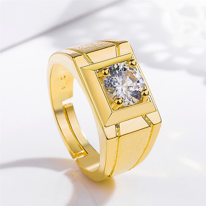 Anello da uomo Kwai in zircone intarsiato con placcatura in sabbia flash, stile coreano, stile dominante_voghion.com