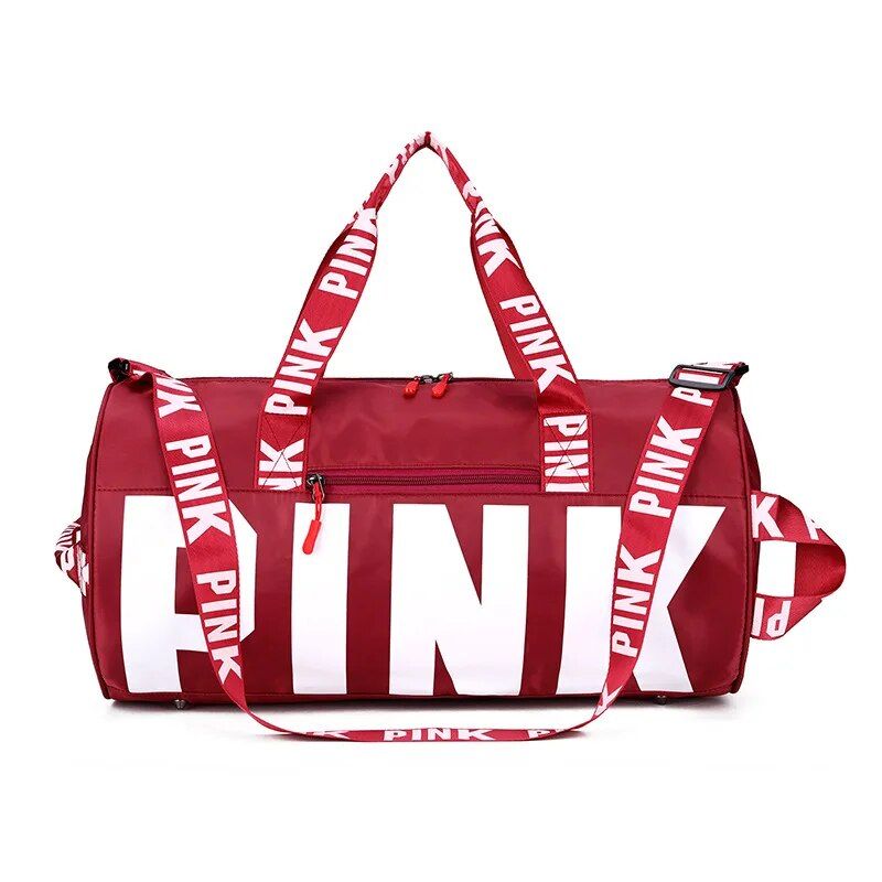 Borsa a tracolla da viaggio sportiva rosa da uomo e da donna con stampa a mano della polizza di carico_voghion.com