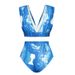 Elegante set bikini con gonna avvolgente in chiffon - Costume da bagno a vita alta per donna, costume da bagno due pezzi con scollo a V ed effetto push-up_voghion.com