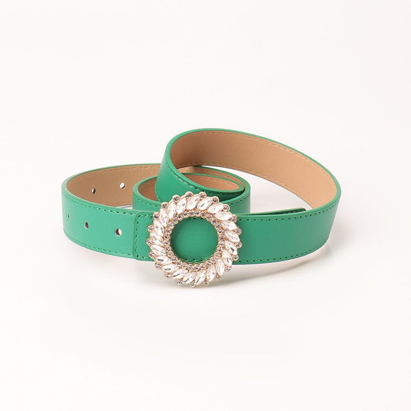 Novo cinto feminino incrustado de diamantes, cinto feminino de luxo simples e leve, cinto decorativo de alta qualidade, cinto feminino versátil com fivela lisa_voghion.com